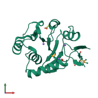 PDB entry 2fsu coloured by chain, front view.