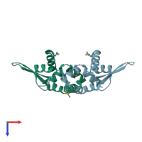 PDB entry 2fsw coloured by chain, top view.