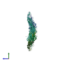 PDB entry 2ft1 coloured by chain, side view.
