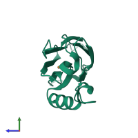 PDB entry 2ft6 coloured by chain, side view.