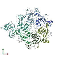 PDB entry 2fte coloured by chain, front view.