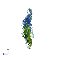 PDB entry 2fte coloured by chain, side view.
