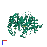 PDB entry 2ftp coloured by chain, top view.