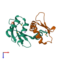 PDB entry 2ftx coloured by chain, top view.