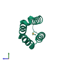 PDB entry 2fu2 coloured by chain, side view.