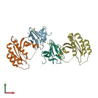 PDB entry 2fu5 coloured by chain, front view.