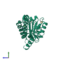 PDB entry 2fua coloured by chain, side view.
