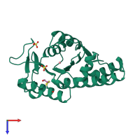 PDB entry 2fua coloured by chain, top view.