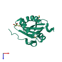 PDB entry 2fuf coloured by chain, top view.