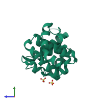 Monomeric assembly 2 of PDB entry 2ful coloured by chemically distinct molecules, side view.