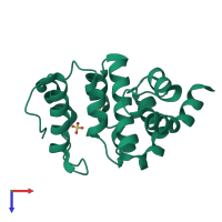 Monomeric assembly 2 of PDB entry 2ful coloured by chemically distinct molecules, top view.