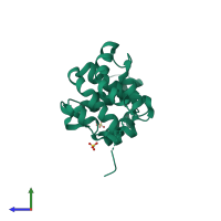 Monomeric assembly 3 of PDB entry 2ful coloured by chemically distinct molecules, side view.