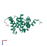 Monomeric assembly 3 of PDB entry 2ful coloured by chemically distinct molecules, top view.