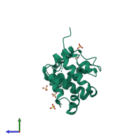 Monomeric assembly 4 of PDB entry 2ful coloured by chemically distinct molecules, side view.