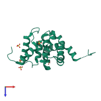 Monomeric assembly 4 of PDB entry 2ful coloured by chemically distinct molecules, top view.
