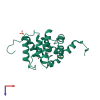 Monomeric assembly 5 of PDB entry 2ful coloured by chemically distinct molecules, top view.