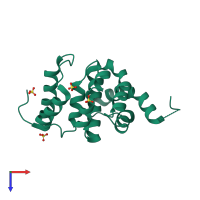 Monomeric assembly 6 of PDB entry 2ful coloured by chemically distinct molecules, top view.