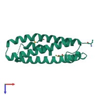 PDB entry 2fup coloured by chain, top view.