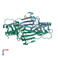 PDB entry 2fur coloured by chain, top view.