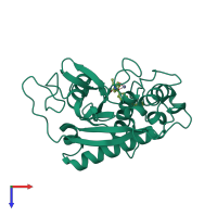 Monomeric assembly 2 of PDB entry 2fv5 coloured by chemically distinct molecules, top view.