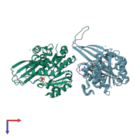 PDB entry 2fv7 coloured by chain, top view.