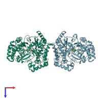 PDB entry 2fvc coloured by chain, top view.