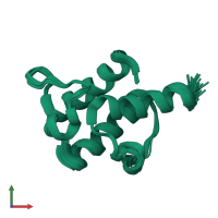 PDB entry 2fve coloured by chain, ensemble of 20 models, front view.