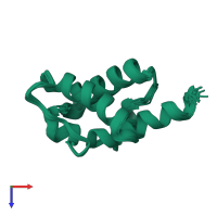 PDB entry 2fve coloured by chain, ensemble of 20 models, top view.