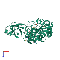 PDB entry 2fvg coloured by chain, top view.