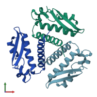 PDB entry 2fvh coloured by chain, front view.