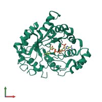 Monomeric assembly 1 of PDB entry 2fvl coloured by chemically distinct molecules, front view.