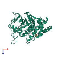 Monomeric assembly 3 of PDB entry 2fvl coloured by chemically distinct molecules, top view.
