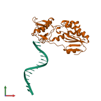 PDB entry 2fvs coloured by chain, front view.