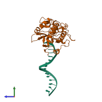 PDB entry 2fvs coloured by chain, side view.