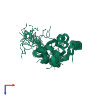 PDB entry 2fvt coloured by chain, ensemble of 20 models, top view.