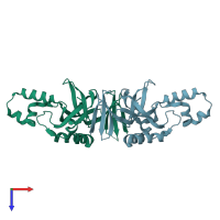 PDB entry 2fvu coloured by chain, top view.