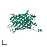 PDB entry 2fwq coloured by chain, front view.
