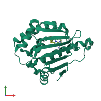 PDB entry 2fwz coloured by chain, front view.