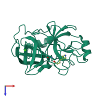 PDB entry 2fx4 coloured by chain, top view.