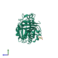 PDB entry 2fx5 coloured by chain, side view.