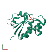 PDB entry 2fxi coloured by chain, front view.