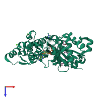 PDB entry 2fxu coloured by chain, top view.