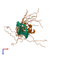 PDB entry 2fy1 coloured by chain, ensemble of 17 models, top view.