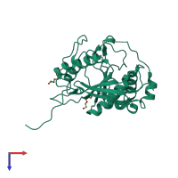 PDB entry 2fy7 coloured by chain, top view.