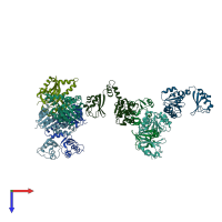 PDB entry 2fy8 coloured by chain, top view.