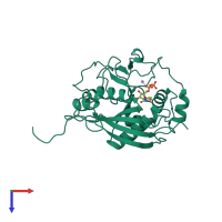 PDB entry 2fyb coloured by chain, top view.