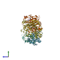 PDB entry 2fyc coloured by chain, side view.