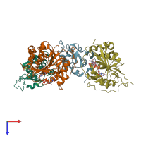 PDB entry 2fyc coloured by chain, top view.