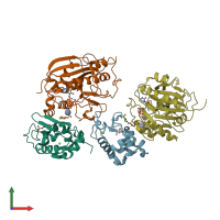 PDB entry 2fyd coloured by chain, front view.