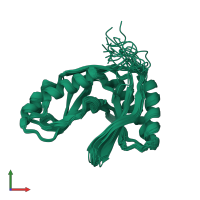 PDB entry 2fyh coloured by chain, ensemble of 20 models, front view.